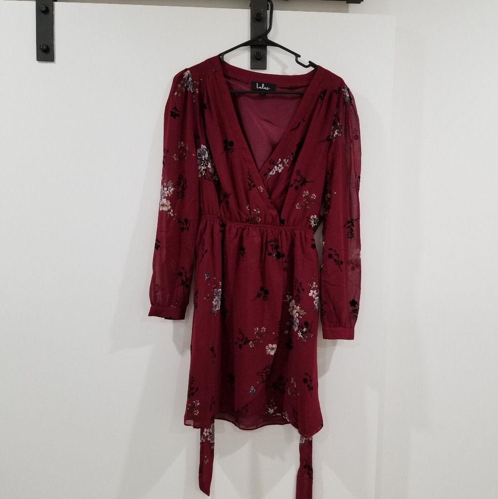 Lulu's Burgundy Long Sleeve Dress